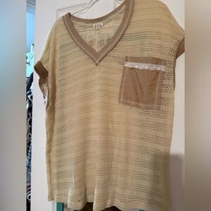 POL Beige and Brown Striped Top